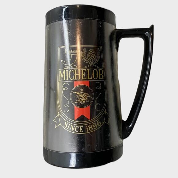 Vintage Thermo Serv Michelob Plastic Beer Mug 24oz Black Rare - Picture 1 of 7